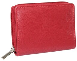 Portfel Skórzany Bułeczka Mini Money Maker Skóra Licowa CZERWONY Suwak RFID 514B 11 x 8 x 2,5 [cm]