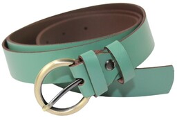Pasek Damski Skórzany Arucce (PL) Skóra Licowa EXTRA 30 mm MIĘTOWY Złota Klamra