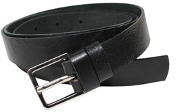 Pasek Damski Skórzany Arucce (PL) Skóra Licowa EXTRA Gładki 25 mm CZARNY Srebrna Klamra