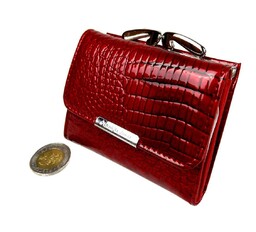 Portfel Damski Skórzany JENNIFER JONES Skóra Licowa Lakierowany Mały Z Klamrą JJ5287-2 9,5 x 7,5 x 1,5 [cm]