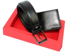 Elegancki I Stylowy Zestaw Upominkowy Dla Niego Pierre Cardin Portfel Poziomy i pasek z klamrą tradycyjną PC24