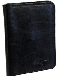 Etui Na Karty Dokumenty PolskaGalanteria Duże CZARNY Skóra Naturalna Pionowe z Miejscem Na Bilon MOTYW KARABIN 12 x 9 [cm]
