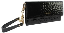 Etui Na Smartfona iPhone 12 Pro Zamykane Mia More M1782-2 Czarny Lakierowny Skóra Naturalna 15,5 x 8 x 3 [cm]