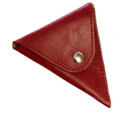 Rożek Mini Sakieweczka Na Bilon Czerwony PolskaGalanteria Zapinany Na Nap Skóra Naturalna KP B4