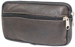 Skórzana Saszetka Na Pasek Z Suwakiem Polska Galanteria (PL) CZEKOLADOWO CZARNA 18,5 x 11 x 2 [cm]