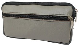 Skórzane Etui Na Telefon Płaska Saszetka SZARY Na Pasek Z Suwakiem Polska Galanteria (PL) Na Smartfona 18,5 x 10,5 x 1.5 [cm]