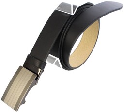 Wizytowy Pasek Skórzany 35 mm PAS-MAX (PL) Pełna Klamra AUTOMAT/SAMOZACISK Garnitur CZARNY ASZ35/KASZ38