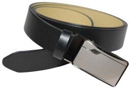 Wizytowy Pasek Skórzany 35 mm PAS-MAX (PL) Pełna Klamra AUTOMAT/SAMOZACISK Garnitur CZARNY ASZ35/KASZ78