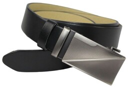 Wizytowy Pasek Skórzany 35 mm PAS-MAX (PL) Pełna Klamra AUTOMAT/SAMOZACISK Garnitur CZARNY ASZ35/KASZ79