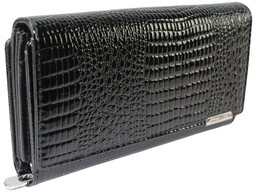 Portfel Damski Jennifer Jones Skóra Naturalna Długi MAX Z Dodatkowym Organizerem 5199-2 RFID CZARNY 19,5 x 10 x 3,5 [cm]