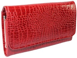 Portfel Damski MARCO (PL) 16 cm Klamra Skóra Naturalna PD-62B CZERWONY Lakierowany 16 x 10 x 3 [cm]