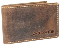 Portfel Męski Skórzany Jennifer Jones Skóra Licowa Mały Poziomy Bez Zapięcia 5493 RFID BRĄZOWY 10 x 6,5 x 2 [cm]