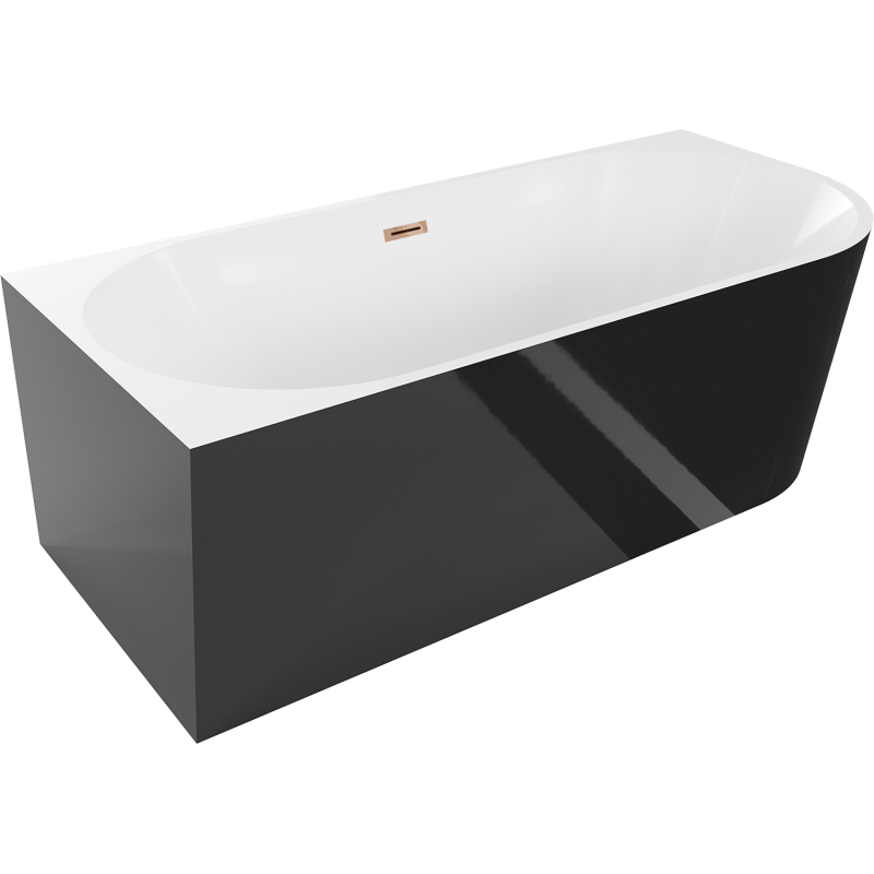 Mexen Mia wanna wolnostojąca narożna lewa 160 x 80 cm, biała/czarna, przelew różowe złoto - 52691608075L-60