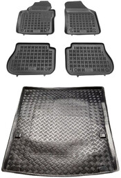Zestaw dywaniki i mata plastikowa do Volkswagen Caddy 2003-2020 - przed liftingiem, wersja długa (Maxi), wersja Life, 5 osobowy, 7 osobowy (złożony 3