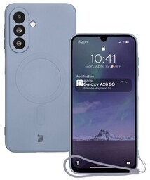 Bizon Silikonowe etui z pierścieniem magnetycznym Case Silicone Magnetic Sq do Galaxy A26 5G, szare