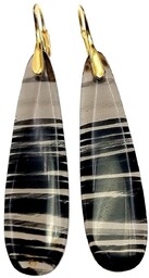 Wyjątkowe Kolczyki Czarny Obsydian Złote Srebro