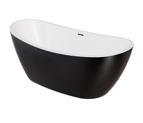 Wanna wolnostojąca Besco Ayla 170x80 cm owalna czarny połysk syfon i maskownica czarny WAS-170ABCZ
