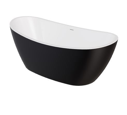 Wanna wolnostojąca Besco Ayla 170x80 cm owalna czarny mat syfon i maskownica biały WAS-170AMBI