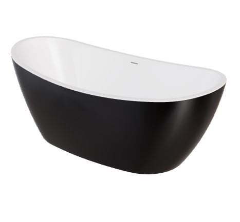 Wanna wolnostojąca Besco Ayla 170x80 cm owalna czarny połysk syfon i maskownica biały WAS-170ABBI