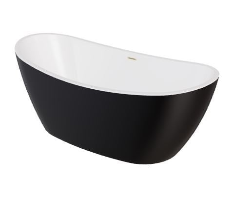 Wanna wolnostojąca Besco Ayla 170x80 cm owalna czarny mat syfon i maskownica złoty WAS-170AMZL