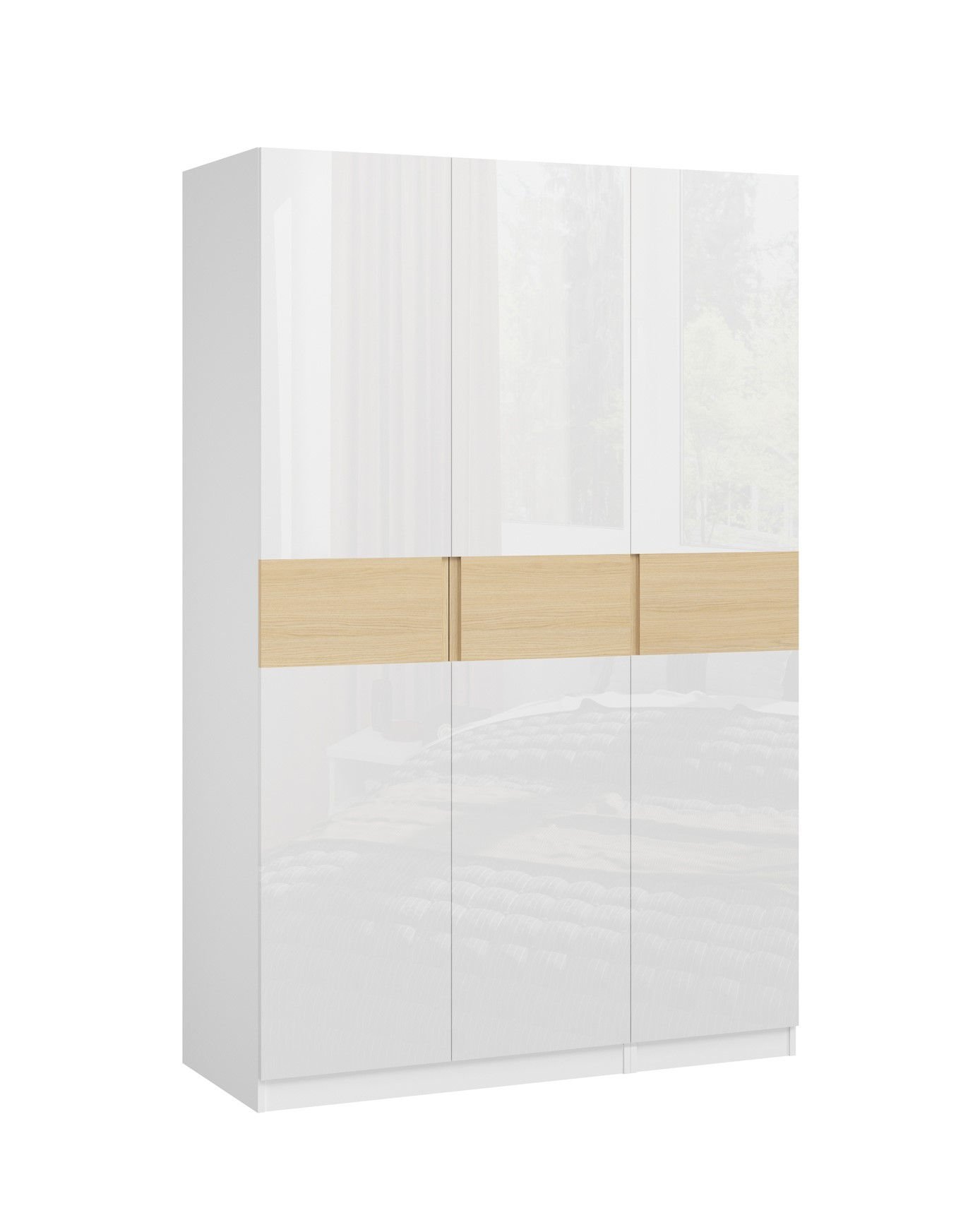 Szafa Dox 3D Biały / Biały Akryl Połysk / Dąb Vicenza