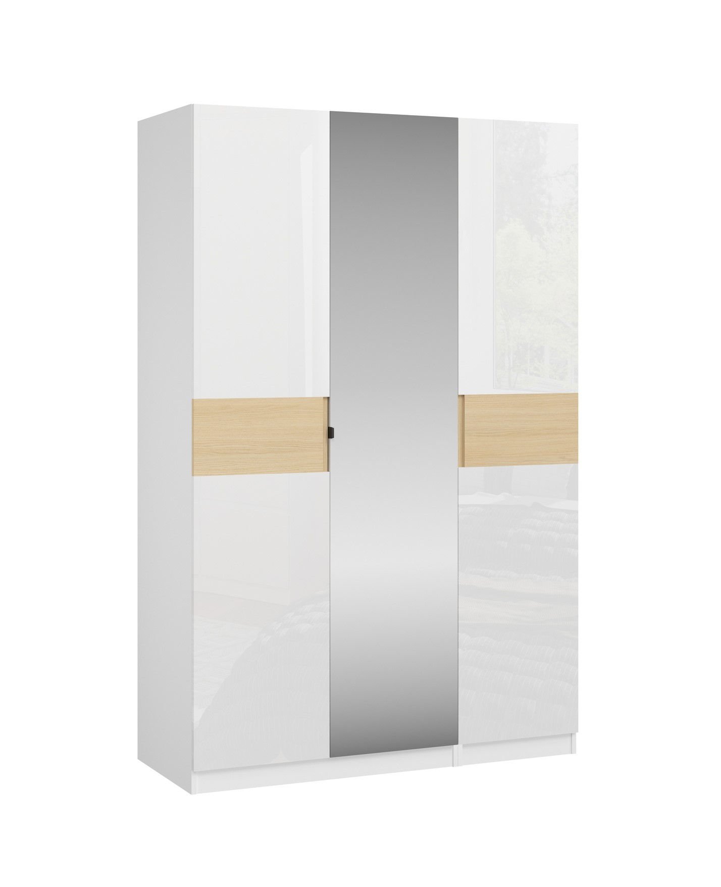 Szafa Dox 3D Biały / Biały Akryl Połysk / Dąb Vicenza Z Lustrem