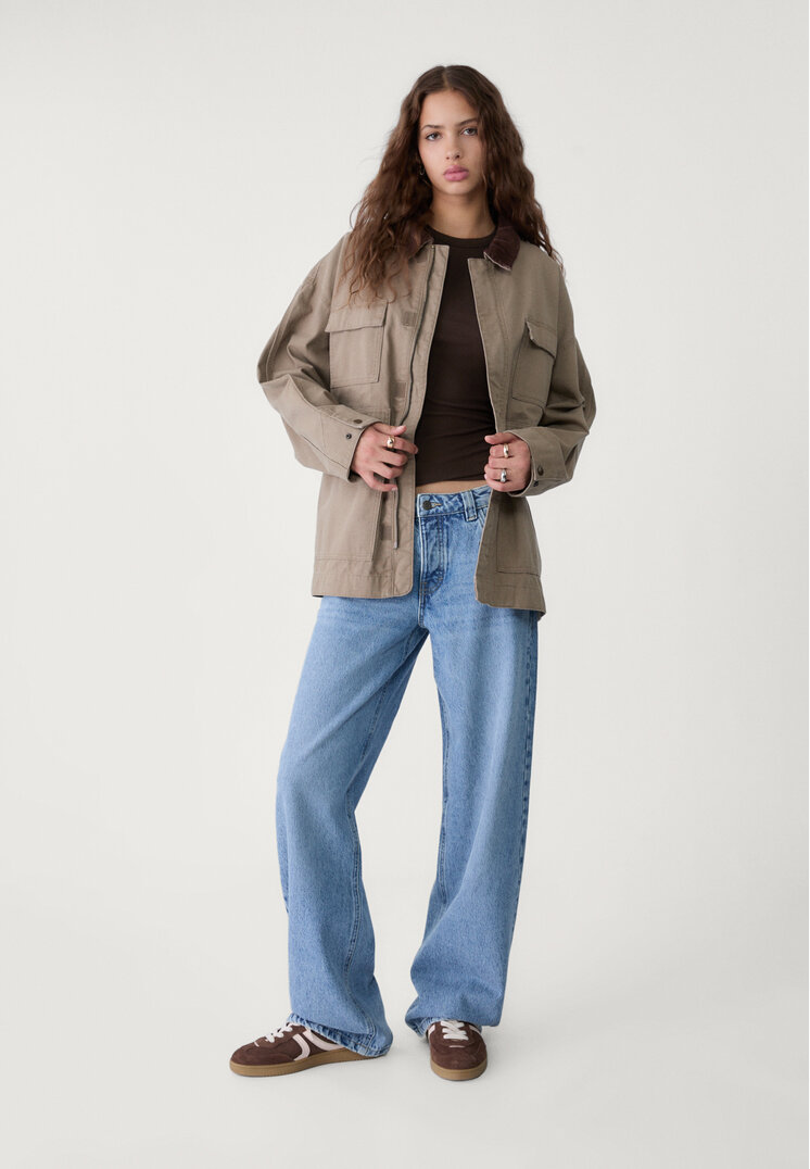 Stradivarius Luźne jeansy baggy Niebieski denim 40