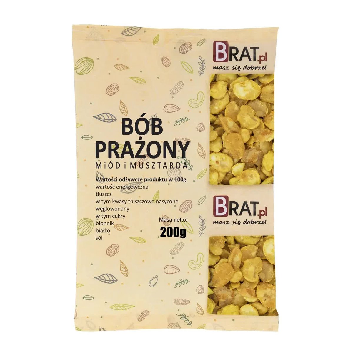 Bób prażony miód i musztarda 200g Wysoka JAKOŚĆ Produkt NATURALNY