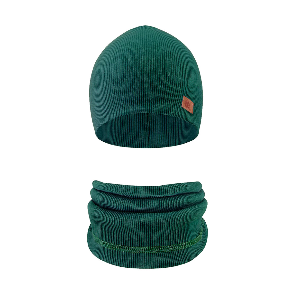 Zestaw czapka i komin Alan, ciemny zielony 52-54