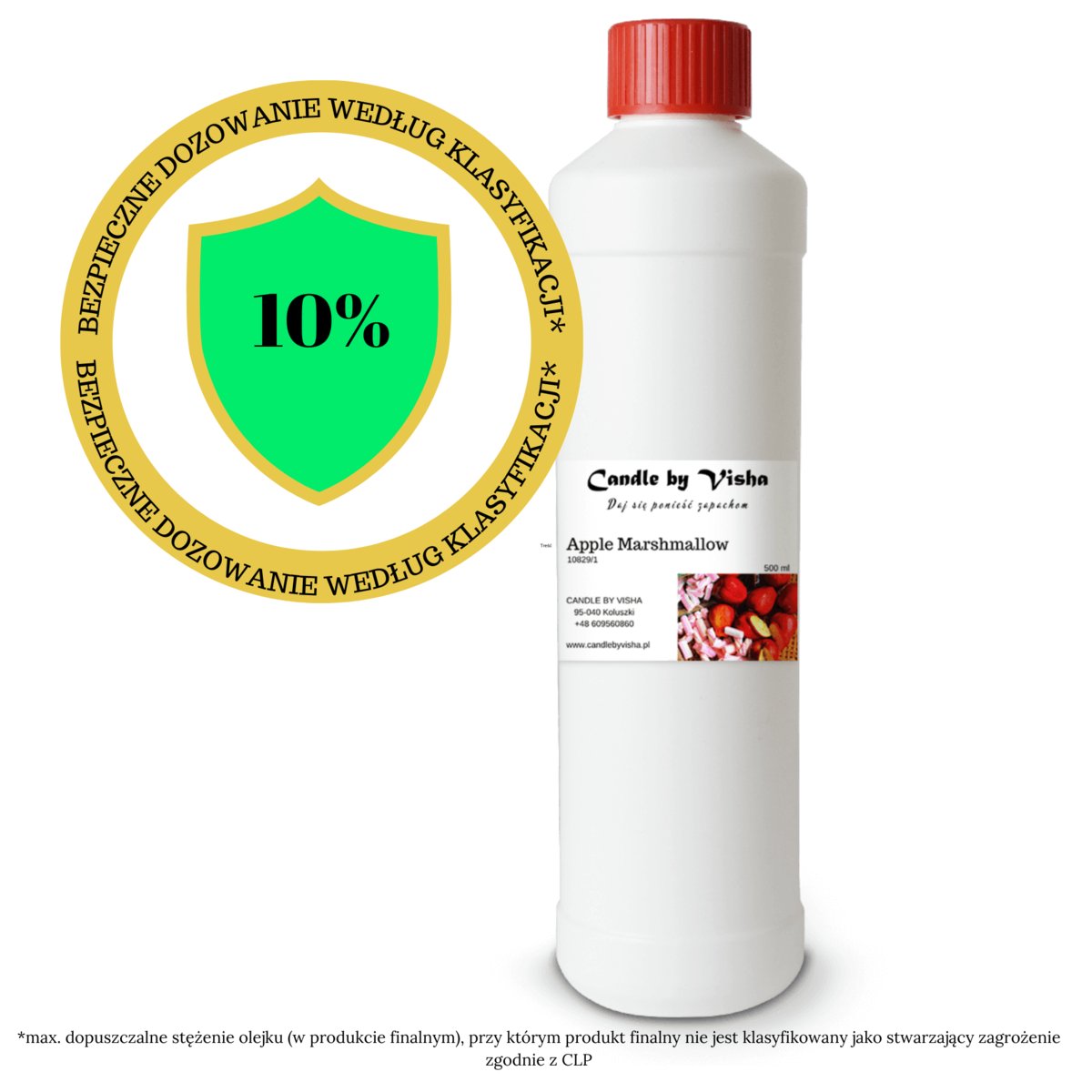 Olejek zapachowy - Apple Marshmallow - Candle by Visha - 500 ml - dozowanie do 10% - świeca