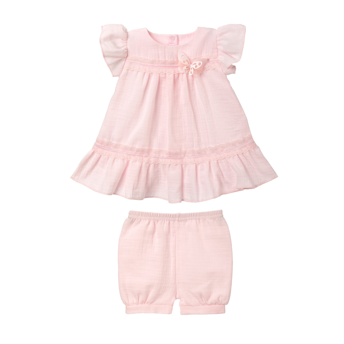 Zestaw sukienka z majteczkami Muślinka różowa 80