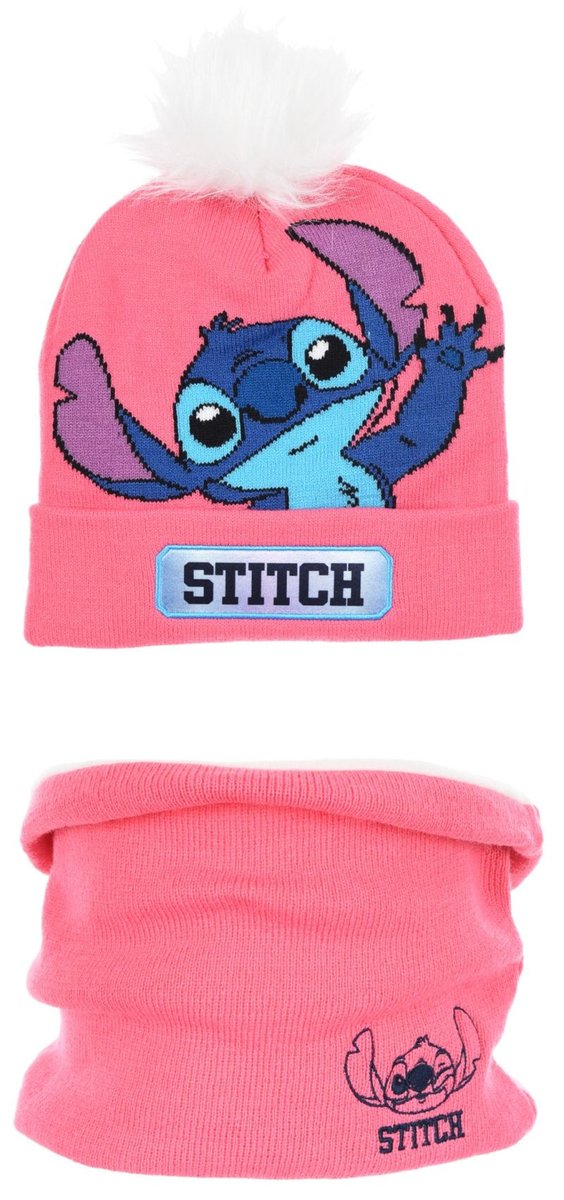 Komplet dla dziewczynki Stitch - czapka i komin rozmiar 54 cm