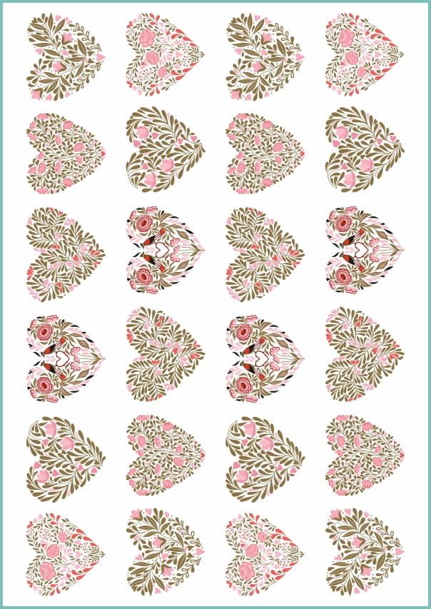 Tatuaże tymczasowe kwiatowe serca WALENTYNKI Arkusz A4