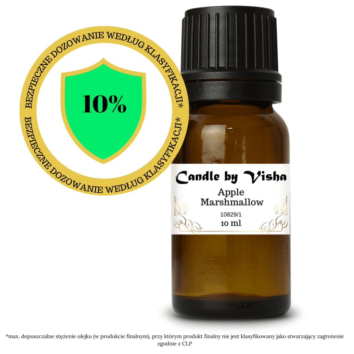 Olejek zapachowy - Apple Marshmallow - Candle by Visha - 10 ml - dozowanie do 10% - świeca