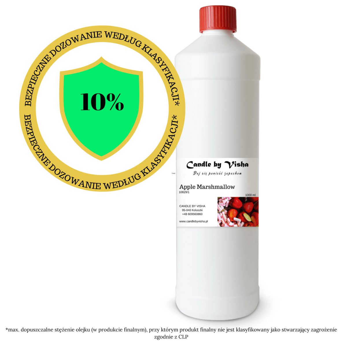 Olejek zapachowy - Apple Marshmallow - Candle by Visha - 1000 ml - dozowanie do 10% - świeca