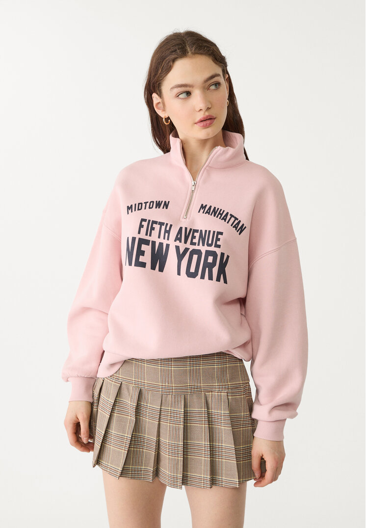 Stradivarius Plisowana spódnica mini w kratkę Brązowy XS