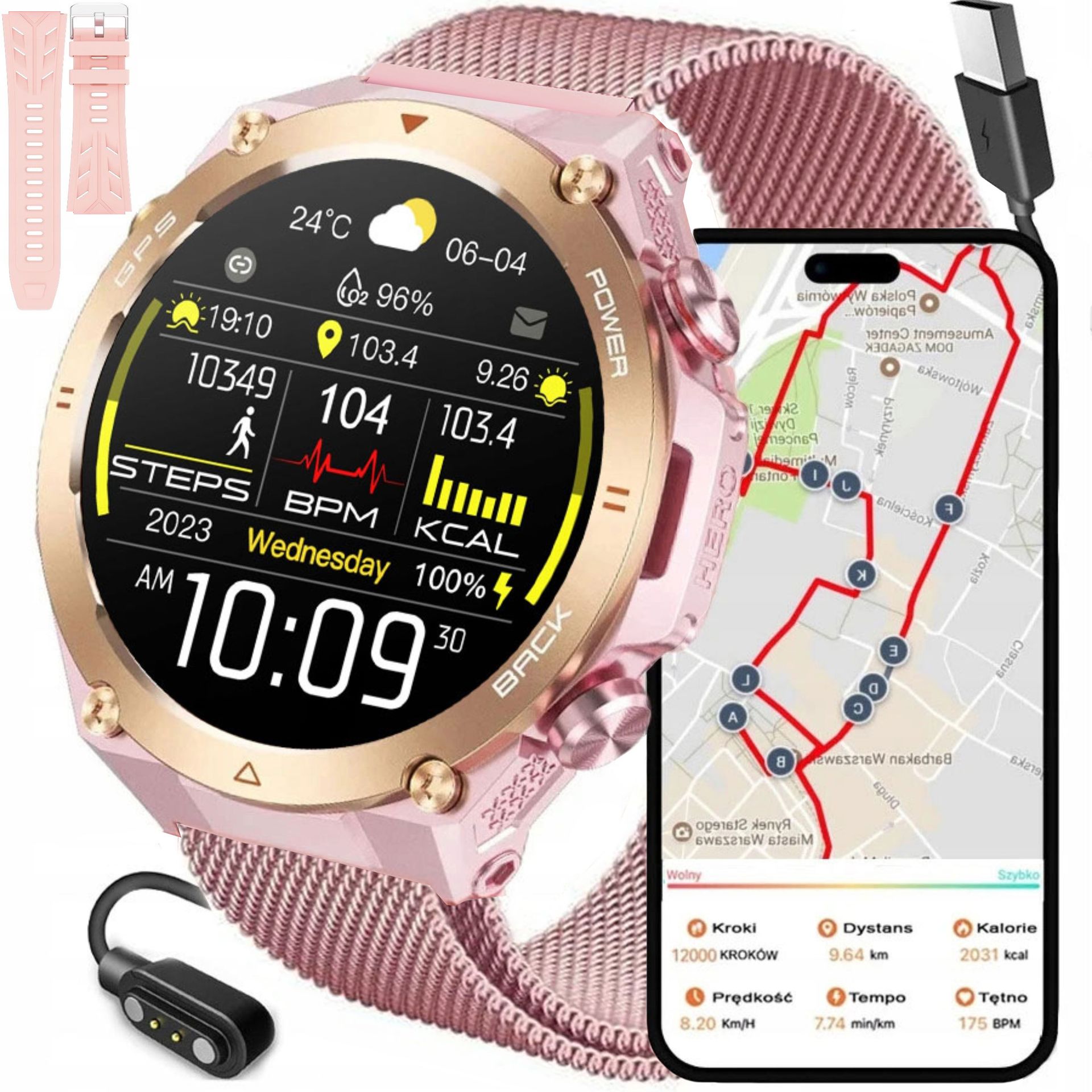 Rubicon GPS RNCF37 Różowy Bransoleta