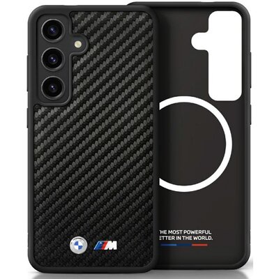 Etui BMW Leather Carbon MagSafe do Samsung Galaxy S25 Czarny