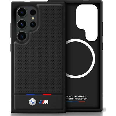 Etui BMW Leather Tricolor Stripe do Samsung Galaxy S25 Ultra Czarny