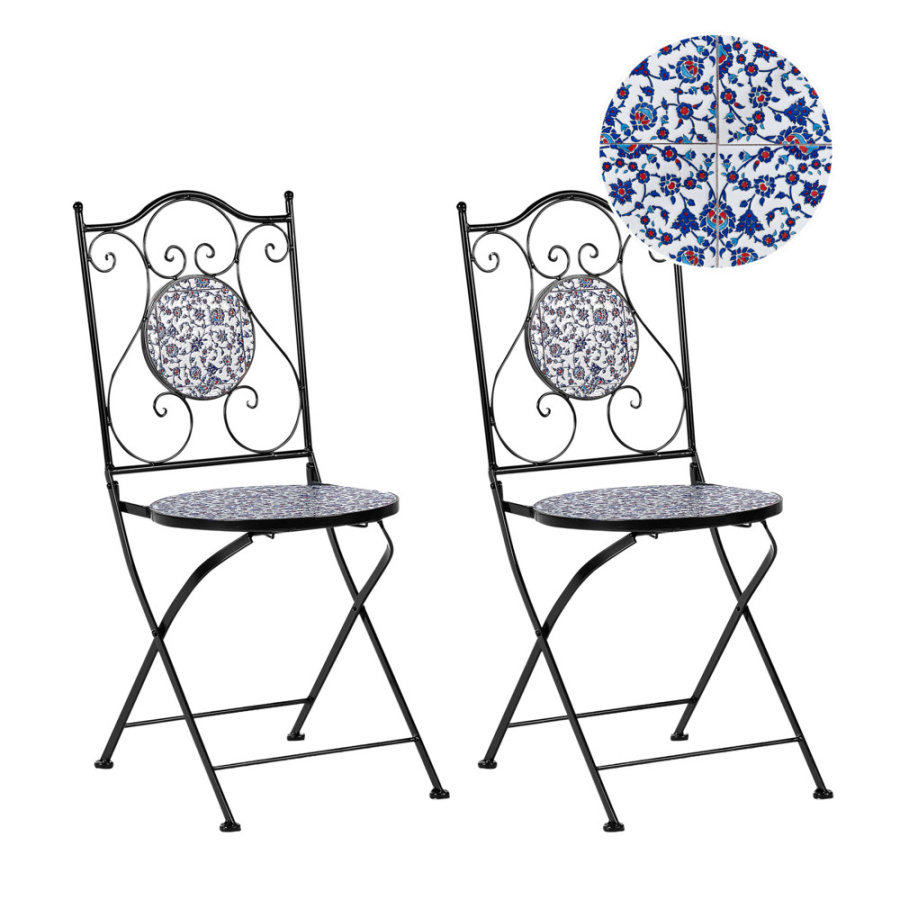 BLmeble Zestaw 2 krzeseł ogrodowych camprena metal czarny B506432