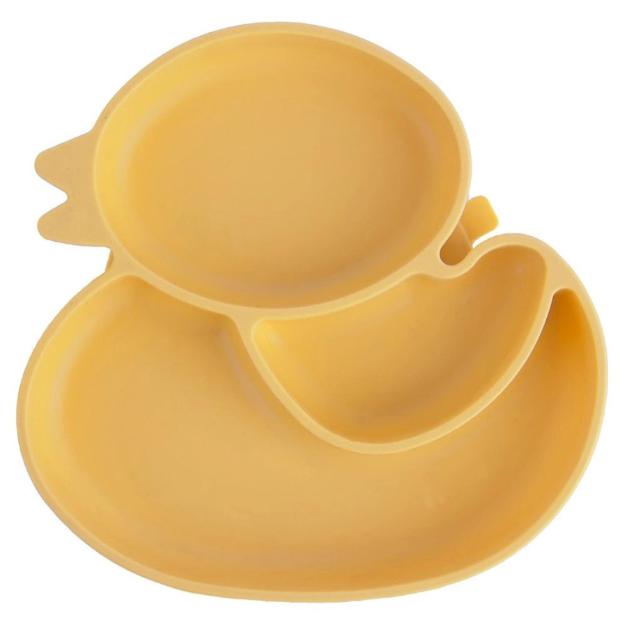 Talerz dla dziecka silikonowy dzielony żółta kaczka 19,5x19 cm O-129570