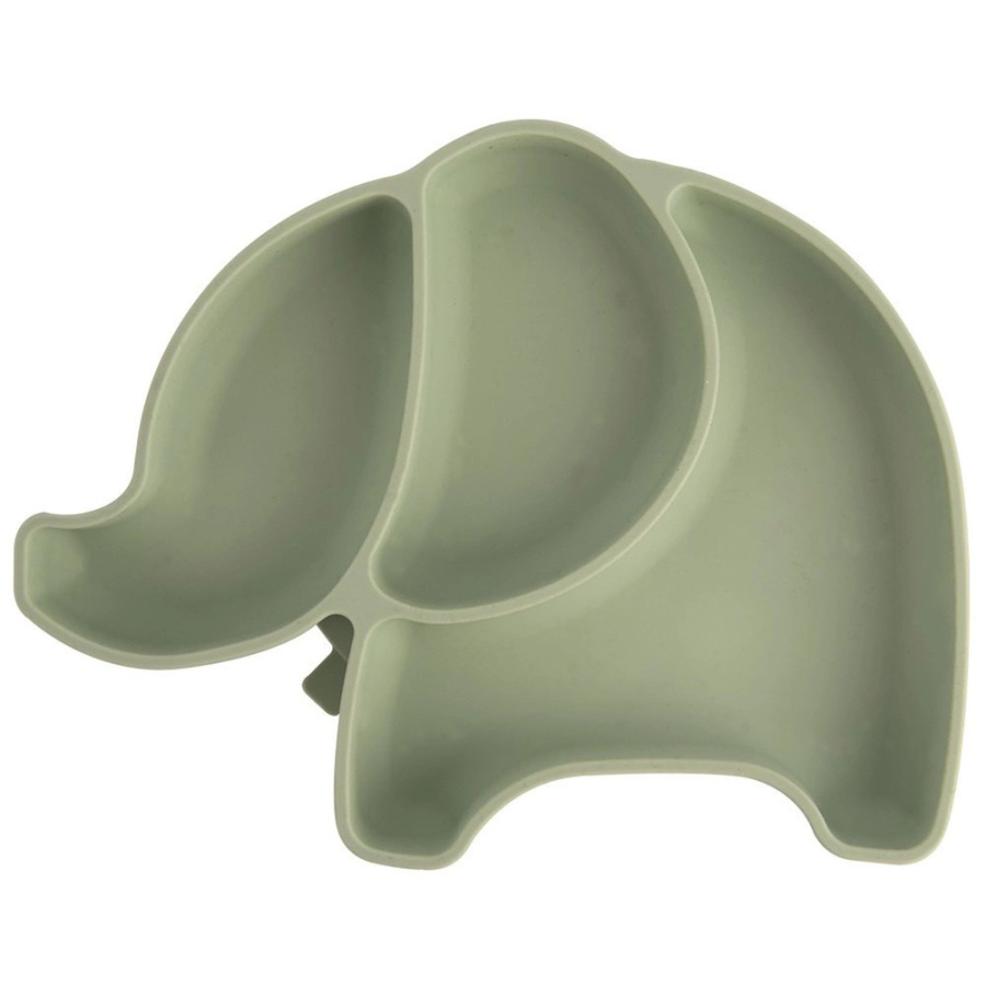 Talerz dla dziecka silikonowy dzielony zielony słonik 23,5x19x3,5 cm O-129572