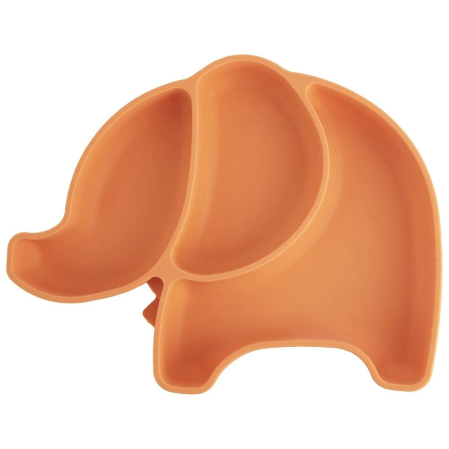 Talerz dla dziecka silikonowy dzielony pomarańczowy słonik 23,5x19x3,5 cm O-129571