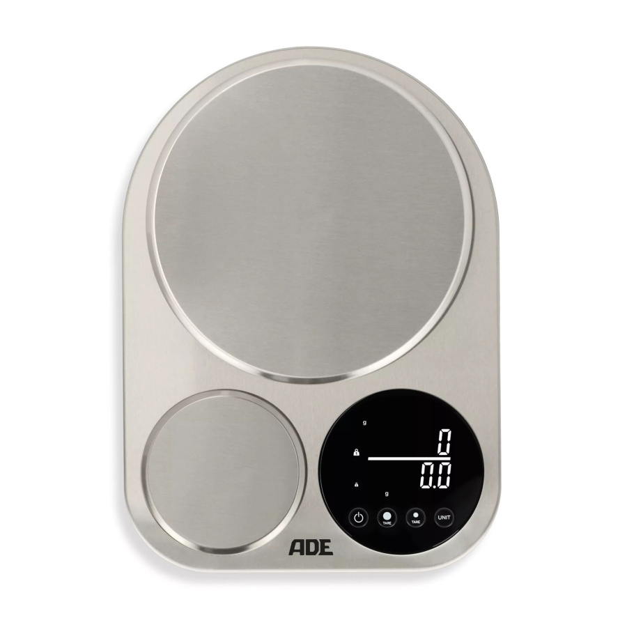 Podwójna waga kuchenna, precyzyjna i standardowa, do 500 g/do 5 kg, 23 x 16 x 3 cm, stal nierdzewna AD-KE 2354