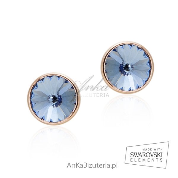 ankabizuteria.pl Kolczyki srebrne Swarovski pozłacane różowym złotem