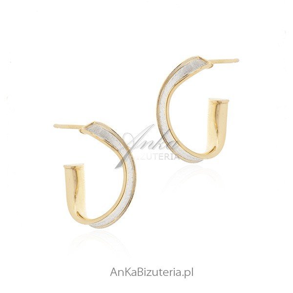 ankabizuteria.pl Kolczyki srebrne pozłacane satynowane