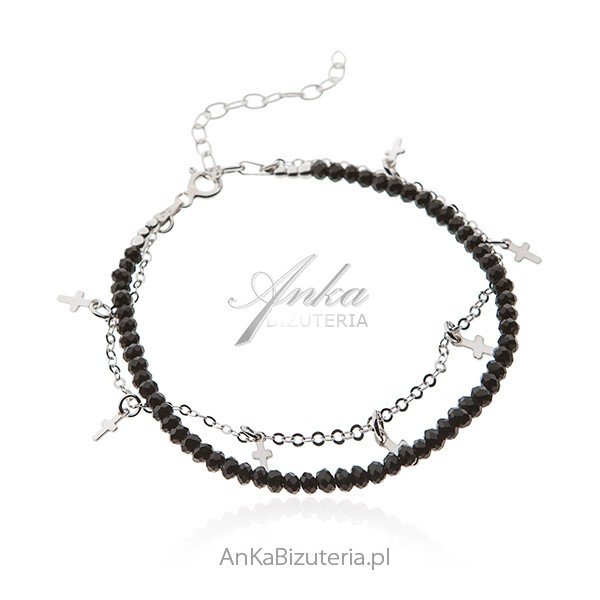 ankabizuteria.pl Biżuteria srebrna - bransoletka z czarnymi spinelami