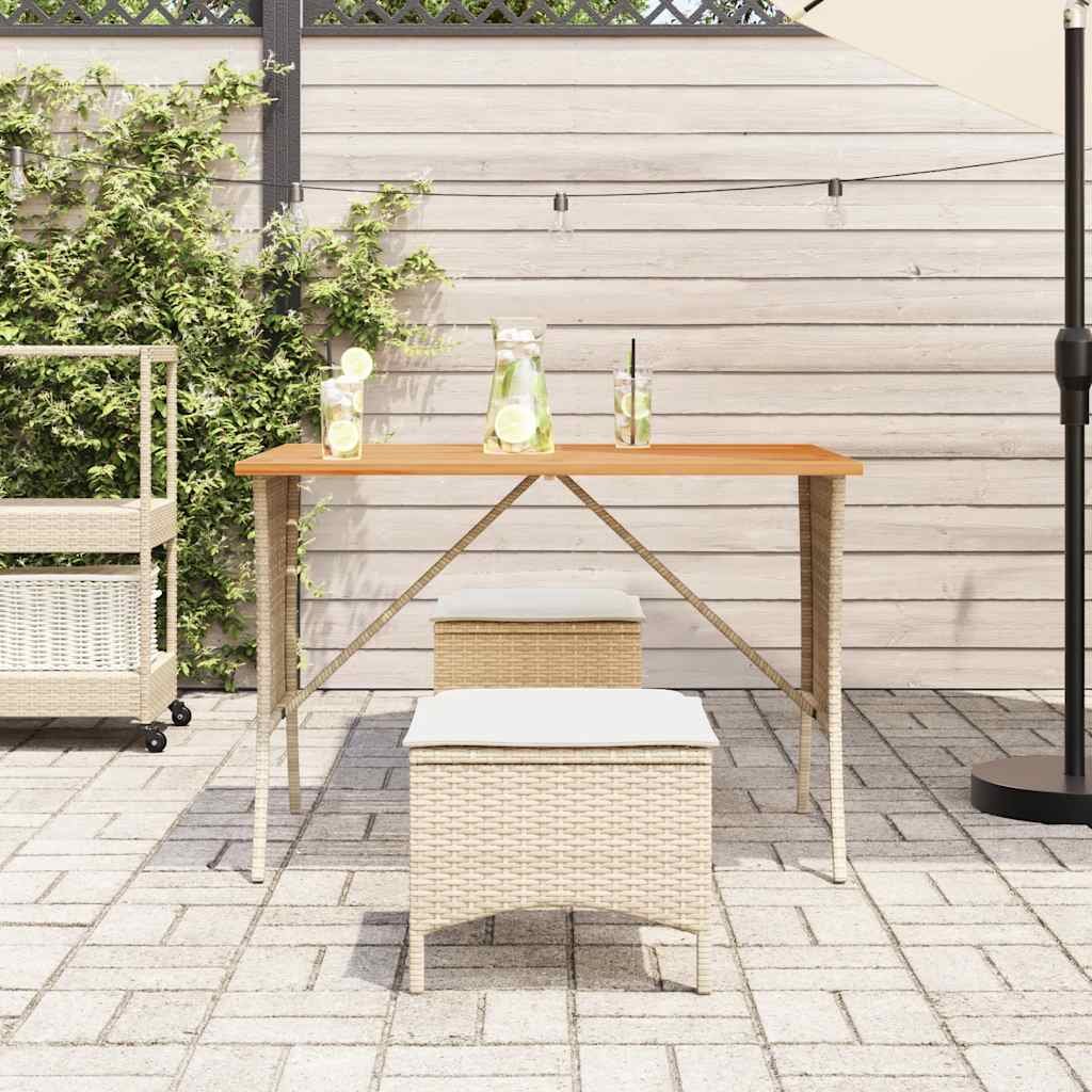 vidaXL Stół ogrodowy z blatem z drewna akacjowego beżowy 105x75x72 cm