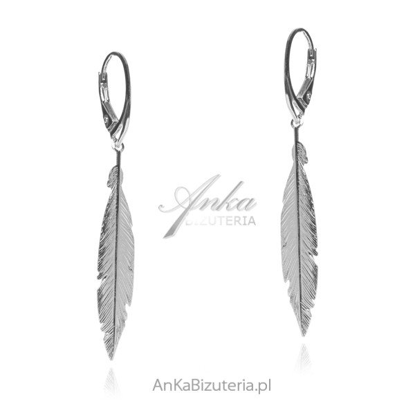 ankabizuteria.pl Srebrne kolczyki diamentowane PIÓRKA dwa rozmiary do