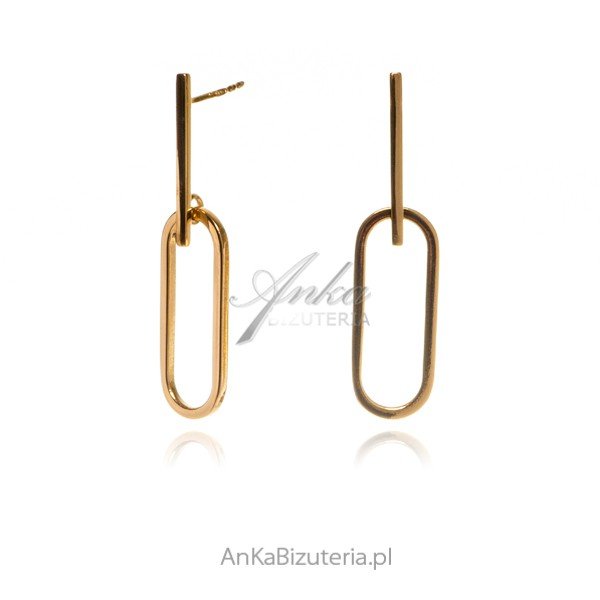 ankabizuteria.pl Kolczyki srebrne pozłacane owalne kółka